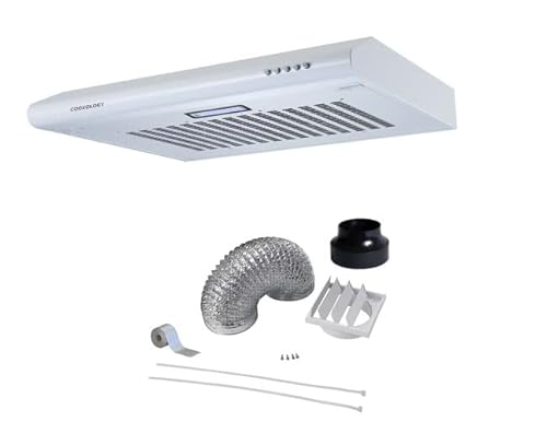 Cookology VISOR600WH DK1M120 60cm Visor Cooker Hood | Extractor Fan in White with Duct