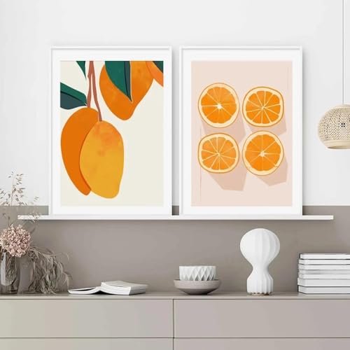 Peinture sur toile marché aux fruits orange et mangue KemneT deco salon 40x60cm