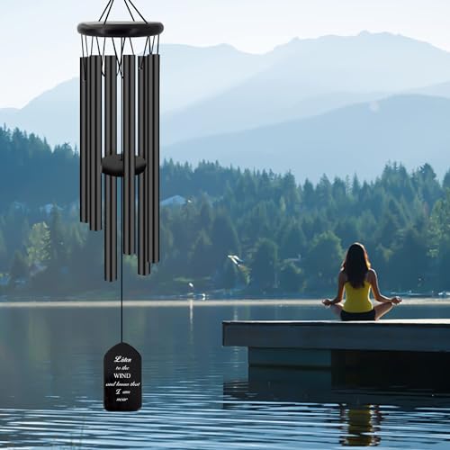 Image of Personalized Memorial Wind Chimes,Customized Large Wind Chime Outdoor,Metal Windchime Deep Tone,Custom Wind Chime in Loving Memory, Sympathy Gift After Loss of Mom Dad or Loved One