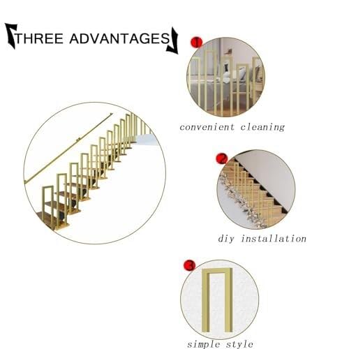 Rampe d'escalier dorée en métal U de 65cm design élégant et stable