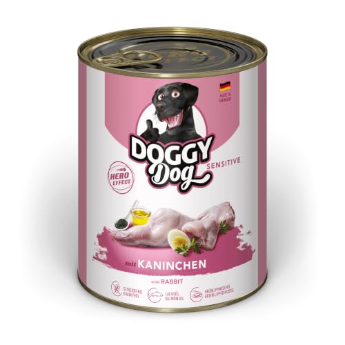 DOGGY Dog Paté Mix Sensitive, 6 x 800 g, Nassfutter für Hunde im Probierpaket, Hundefutter getreidefrei mit Lachsöl und Grünlippmuschel, besonders gut verträgliches Alleinfuttermittel, Made in Germany