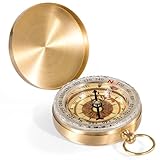 Yesaler Bussola per Campeggio Bussola per Navigazione Bussola in Ottone con Funzione Luminosa Oro per Campeggio Escursionismo Alpinismo