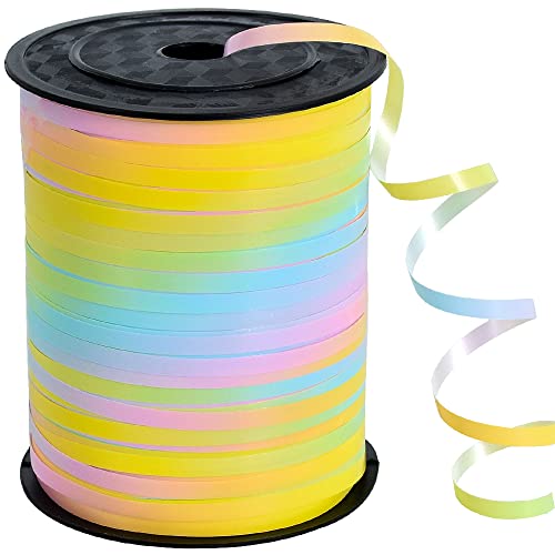 BEISHIDA Rainbow Curling Ribbon - 500 Yards Pastel Balloon String for Crafts Gift Wrapping, Party Art, Florist Flowers Decoration