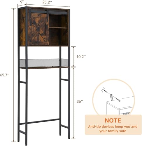 GAOMON The Toilet Storage Cabinet, Bathroom Organizer with Sliding Doors, Adjustable Shelf for Bathroom,Restroom,Laundry, Brown