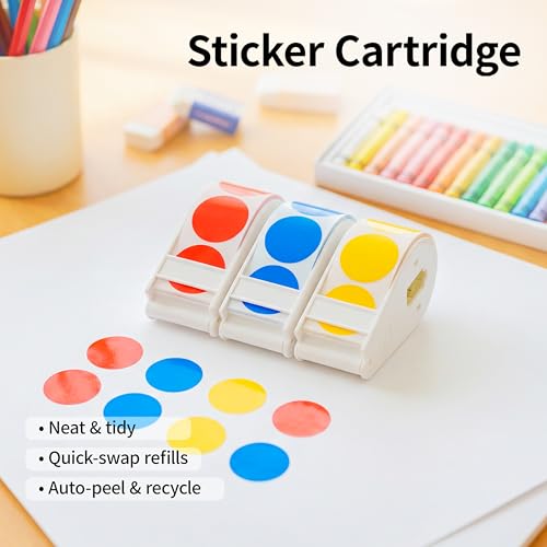 Image of for (lucky sticker) Transparent dot Sticker Dispenser. 900 1-inch Colored dot Stickers in red, Blue, and Yellow. Round Color-Coding Labels,Suitable for Offices and Student classrooms