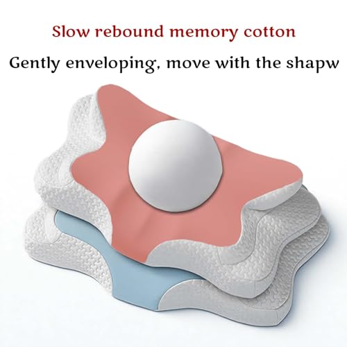 Image of Memory Foam Kids Pillow, Kids Pillows for Sleeping, Ergonomic Contour Pillow and Pillowcase 20x12in(Pink Small)
