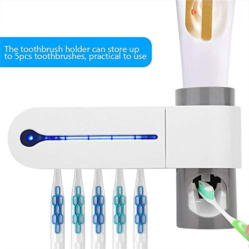 2019 Nuovo 2 in 1 UV Spazzolino sterilizzatore Spazzolino Holder automatico di dentifricio Squeezers Dispenser casa Bagno Set (Color : No box, Size : UK PLUG)