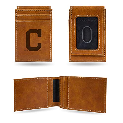 Rico Cleveland Indians Baseball Laser Engraved Brown Front Pocket Wallet/Money Clip4
