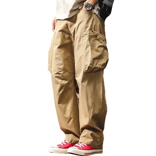 XYXIONGMAO Men's Loose Techwear Pleated Overalls Black Joggers Hip Hop Casual Sweatpants Streetwear Multi-Pocket Cargo Pants