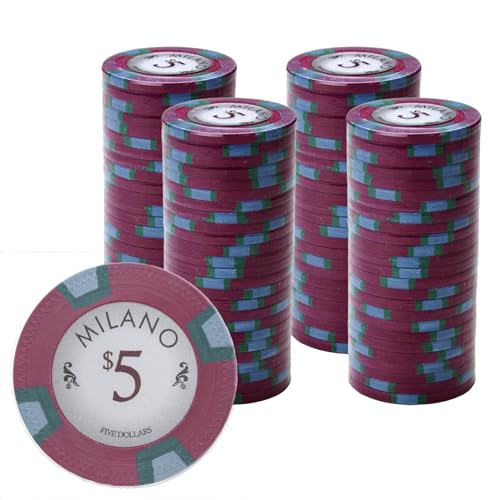 Gamers Lounge Milano 10-gram Casino Clay Poker Chips (100-pack) - Real Clay, Vintage Casino Look ($5 Red)