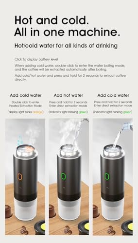 Image of VeeDee 2026 Portable Electric Espresso Machine with Display - Self-Heating Travel Coffee Maker - 2-in-1 Compatible with Ground Coffee & NS Capsules - Ideal for Car, Camping, RV, Hiking & Office