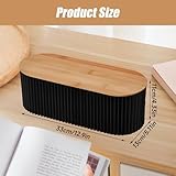 Cable Tidy Box with Bamboo Lid Cable Management Box Black Cables Organised Boxs Storage 12.99'' * 5.12'' * 4.33'' Cables Storage Boxes for Organising Hiding Desk TV Computer USB Hub Strips Cords - Image 2