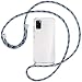 Produktbild mtb more energy® Handykette kompatibel mit Samsung Galaxy A41 (SM-A415, 6.1'') - blau gestreift - Smartphone Hülle zum Umhängen - Anti Shock Full TPU Case