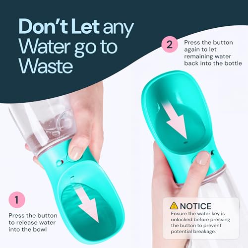 MalsiPree Portable Dog Water Bottle - 19 Oz, Blue - Leak-Proof Water Bowl Dispenser with Lock for Hiking, Travel & On-The-Go