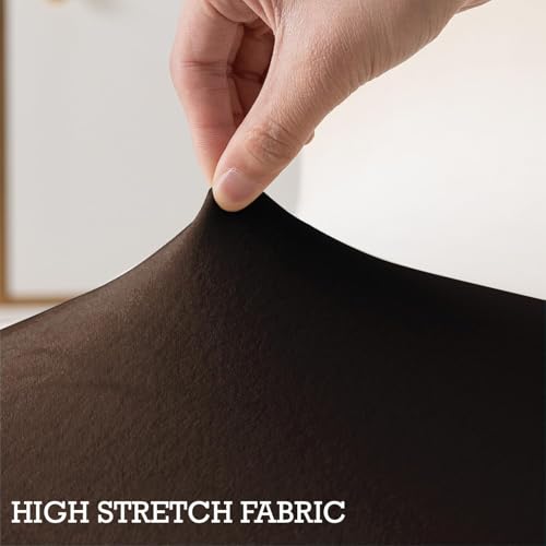 Image of HOKIPO 210 GSM Premium Velvet Stretchable Ottoman Foot Rest Stool Cover, Brown (NEW-4801-BR)
