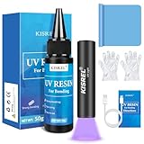 KISREL 50g UV Resin Kit with Light, Fast Curing & Bonding in Seconds, 50g UV Resin Kit with UV Flashlight for...