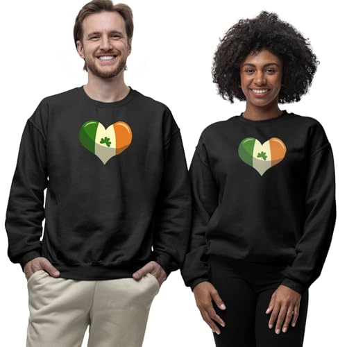 Ireland Flag in Heart Sweater, St Patricks Day Sweatshirt, Irish Pullover Jumper for Men Women White4