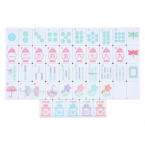 Teyva Daily Garden Party American Mahjong Tiles Set with 160 1.2" Green Carved Tiles, Travel Mahjong Game Set with Tile Storage Bag, Dice and Accessories Elegant Game Night Gift for Adults and Family