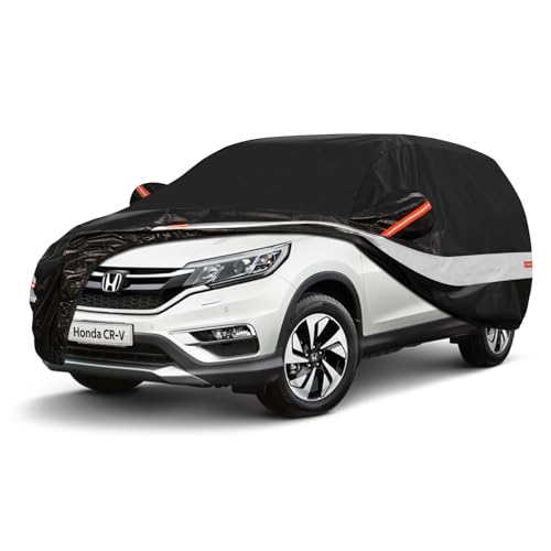 Image of Holhtly Car Cover Custom Fit for Honda CR-V， Car Covers for Automobiles All Weather Waterproof Sun Snow Rain Wind Dust Protection, Outdoor Car Cover Black & Grey