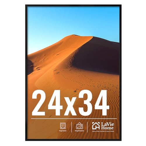 Image of LaVie Home 24x34 Picture Frame for Wall Display, 24x34 Black Picture Frame with HD Plexiglas, 24 x 34 Photo Frame 1 Pack, Display Frame for Vertical or Horizontal, Classic Collection