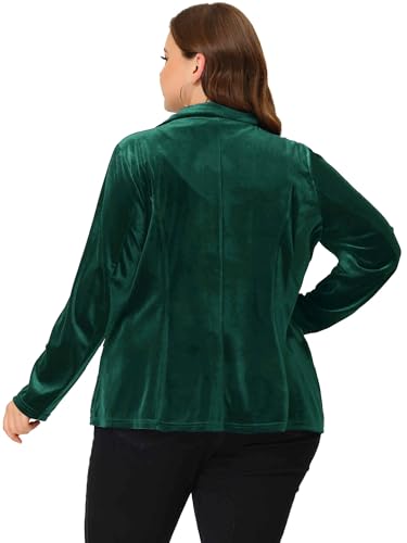 Image of Agnes Orinda Plus Size Velvet Blazers Jackets for Women Casual Lapel Suit Office Work Blazer | Soft Velvet Fabric, Notched Lapel, Button Closure, Vintage Party Style, Long Sleeve Casual Blazer Jacket