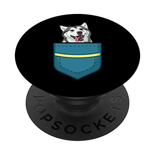 Perro En El Bolsillo Amante De Los Perros Husky Siberiano PopSockets PopGrip: Agarre intercambiable...