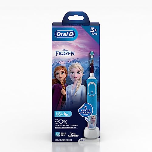 Oral-B Kids Electric Rechargeable Toothbrush Featuring Frozen Characters &Oral-B Kids Electric Rechargeable Toothbrush Heads Replacement Refills Featuring Disney Frozen Characters(Pack of 2)Multicolor