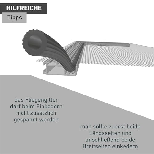 Windhager Insektenschutz Keder Gummischnur zur Befestigung von Fliegengittergewebe, Ø6mm x 5m, Anthrazit, inkl. Kederwerkzeug