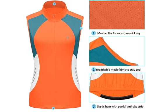 Image of Little Donkey Andy Women's Half Zip Breathable Cycling Vests Reflective Sleeveless Jerseys Shirts Golf 4 Rear Pockets