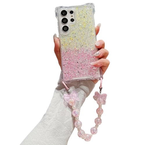Coque Samsung A34 paillettes avec cordon bracelet pour briller en soirée et protéger