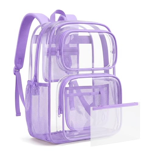 mommore Clear Backpack Set 17" Heavy Duty PVC Bookbag for School