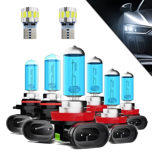 Image of Headlights+ License Plate Lights Fit For Dodge Ram 2019-2020 without projector Bulbs,9005 /HB3 /H10 High Beams+ H11 /H8 /H9 Low Beams+ h11 Fog Lights+ License Plate Lights Combo,Pack of 8
