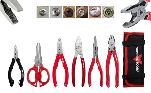 VAMPLIERS 6-PC Stripped Screw Extractor Pliers & Scissors Set with Pouch