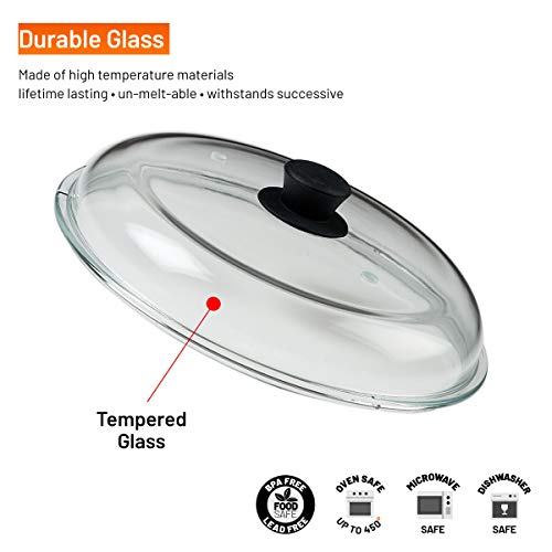 Bezrat Microwave Glass Plate Cover | Splatter Guard Lid with Easy Grip Silicone Handle Knob | 100% Food Grade | BPA Free and Dishwasher Safe | Fits Plates and Bowls 11 x 2 inches (Black) - Thumbnail 4