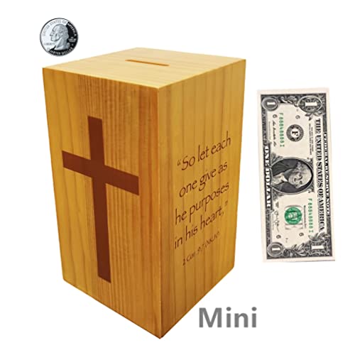 Caja de donaciones pequeña de madera 4 x 4 x 7 pulgadas miniatura 2