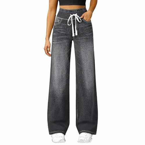 Jean coupe ample femme avec cordon de serrage en jean large Y2K