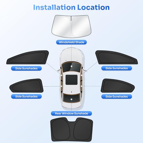 Image of Canvcle Window Shades for 2012-2015 Honda Civic Accessories Windshield Sun Shade Side Rear Window Cover Sunshade Sun Visor Shield Privacy Protection for Camping Keep Vehicle Cool Black 6PCS