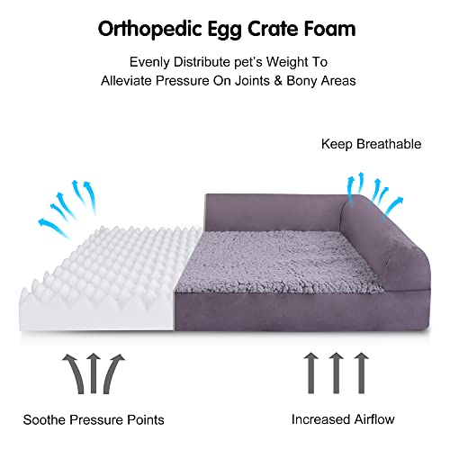 Baobote Soft Faux Fur And Suede Orthopedic Dog Bed,Sponge Foam U-Shaped Chaise Pet Couch Bed For Small, Medium And Large Dogs (M Coffee) #TOP1