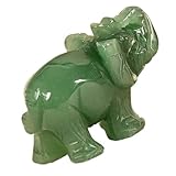 ZUNOXAZ Grüne Aventurin Elefant Figurine Handgeschnitzte Stein Deko Tierfigur Desktop Ornament Natürliche Edelstein Skulptur Geschenkidee für Zuhause und Büro