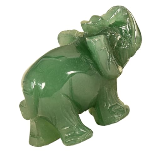 ZUNOXAZ Grüne Aventurin Elefant Figurine Handgeschnitzte Stein Deko Tierfigur Desktop Ornament Natürliche Edelstein Skulptur Geschenkidee für Zuhause und Büro