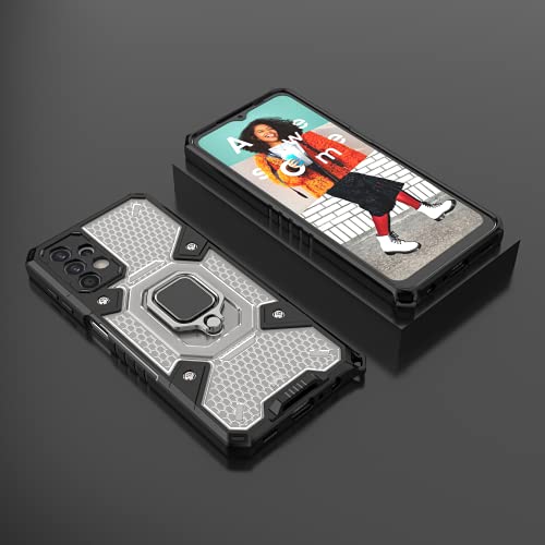Image of Thermoplastic Polyurethane Tough Armor Bumper Back Case Cover For Samsung Galaxy A32 5G|Ring Holder & Kickstand In-Built|360 Degree Protection Back Case Cover For Samsung Galaxy A32 5G (Black)