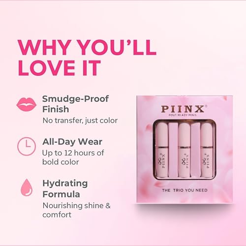 Image of Mini Lipstick Combo Pack Of 3 I Long Lasting 2 Matte & 1 Shiny Liquid Lipsticks | Travel Friendly Lip Stick Gift Pack | One Swipe Pigmentation | Multicolor Lipsticks I Transfer Proof I Highly Pigmented I Smudge Proof Lipstick I (SCARLET ELEGANCE, Set of 3)