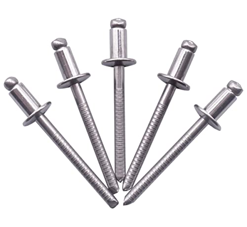 SKIR'CO (40 piezas) Remaches ciegos de acero inoxidable 4,8 x 8 mm, cabeza de cúpula, remaches pop, DIN 7337, remache A2, mandril ranurado