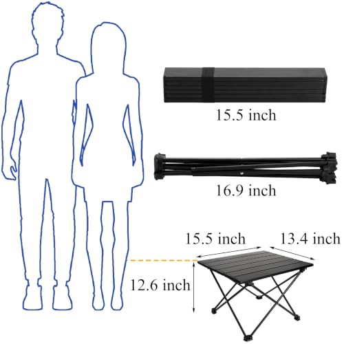 SOUJOY Mesa Lateral de Camping, Mesa Plegable Portátil de Playa, Mesa Pequeña de Picnic en Aluminio para Cocina al Aire Libre, BBQ, Senderismo, Barco, Viaje, 15.5" L x 13.4" W x 12.6" H miniatura 3