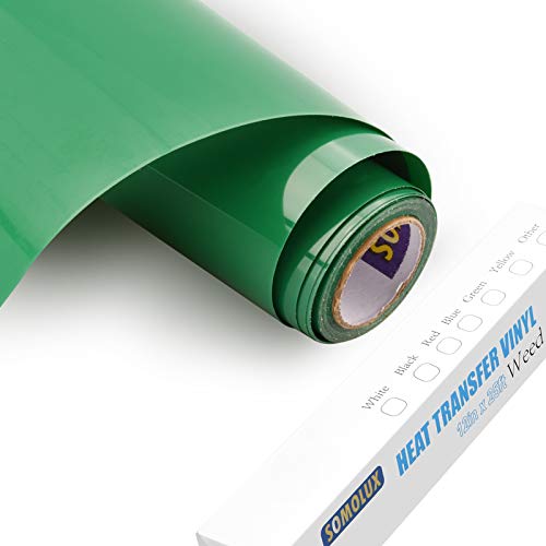 SOMOLUX HTV Iron on Vinyl 12inch x 25feet Roll Easy to Cut & Weed Iron on Heat Transfer Vinyl DIY Design for T-Shirts Glossy Green