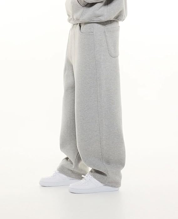 Image of Men's 320 GSM Heavyweight Baggy Track Pants | Oversized Fleece Joggers | Relaxed Fit Sweatpants with Deep Side Pockets | Winter Casual Lounge Wear