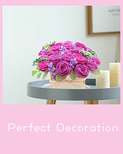 Image of BAZIMA DIY Felt Flower Art Craft Kit - Felt Rose and Lavender Kit, Floral Gifts - Arrange Pre-Cut Flowers and Foliage