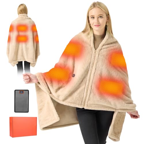 180x90cm Grafeno Manta Eléctrica y Forro de Vellón con Batería Sin Cable, 7.4V 20000mAh & Sistema de Calefacción 6 Zonas, 3 Niveles de Temperatura, Lavable, Suave para Hombre y Mujer, Hogar Oficina