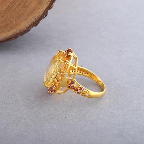 Bague grenat citrine topaze blanche facettes bijoux design femme taille 66 - 4