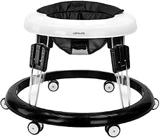 UBRAVOO Adjustable Baby Walker, Walkers for Baby with Universal Wheels, Height Adjustable, Folding & Compact Walker for Girls Boys 6-18 Months, PU Black